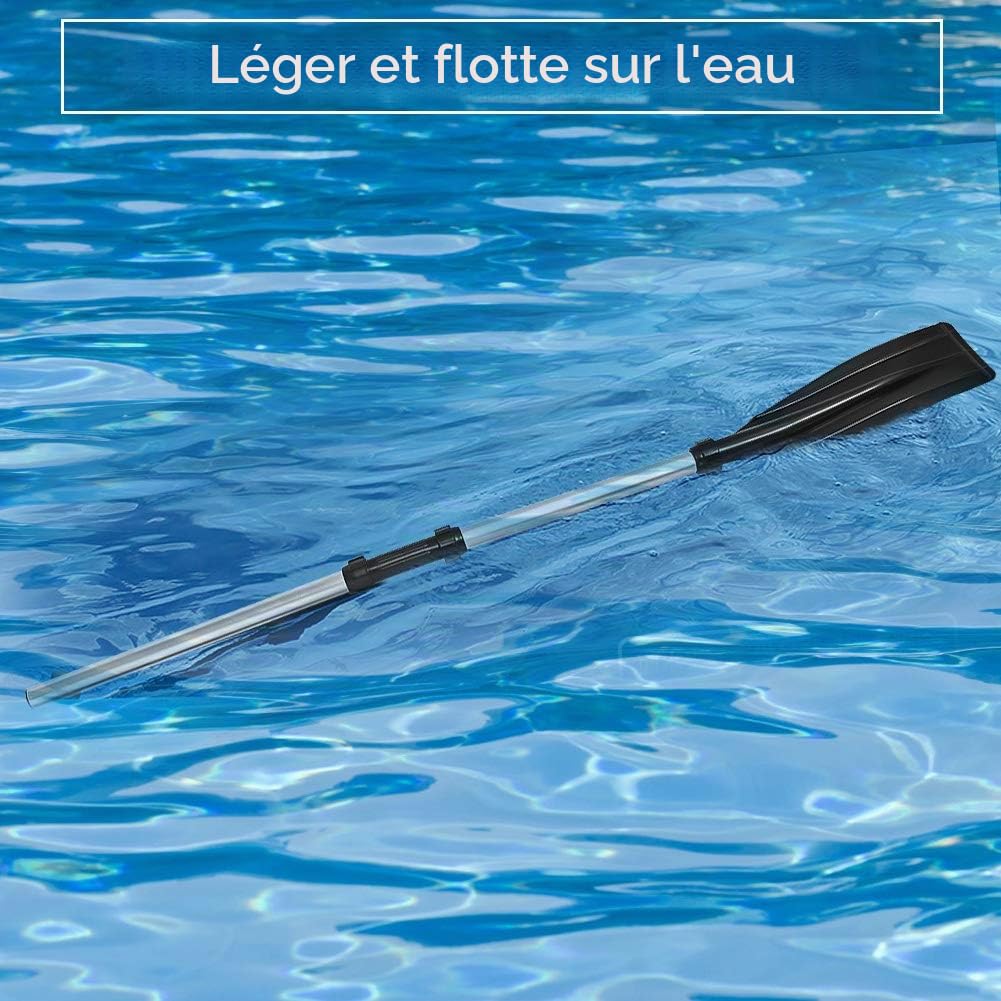 Ejoyous Double Pagaie, Lot de 2 Pagaies de Kayak, Pagaies Amovibles avec Lames Nervurées en Alliage D'Aluminium pour Bateau Gonflable, Canoë, Bateau à Rames