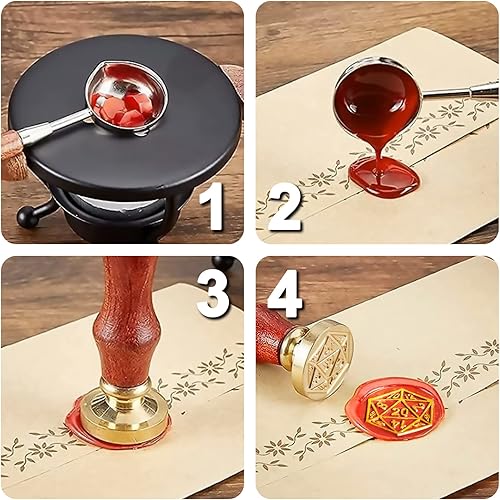 Miniatura 3 de Sello de cera DND, kit de sellado de cera de dados de fantasía D20, regalo ideal para mazmorras y dragones, sobres de tarjetas de aventura de D&D,