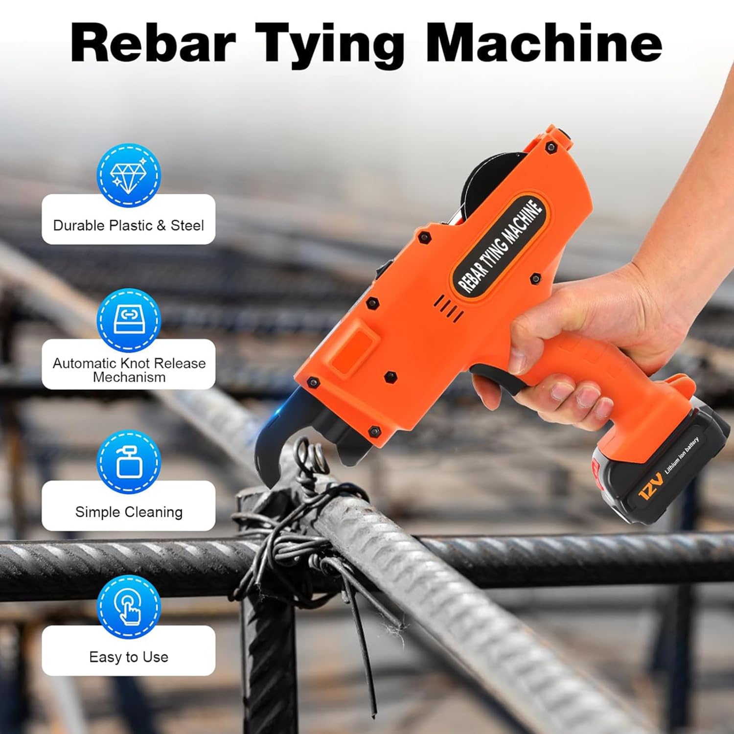 Máquina Automática para Atar Varillas de Refuerzo de 8-34 mm/30-60 mm, Dobladora Manual de Varillas de Refuerzo, Herramienta para Atar Varillas de Acero para Construcción Civil,30-60mm