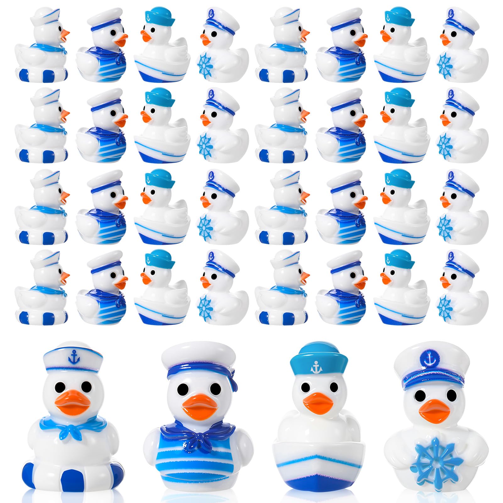 GGSTDDUP 60pcs Sailor Cruise Ducks Toy Figures, Tiny Ducks Dress up Toy Figurines, Nautical Cruise Toy Party Favors Gift Decoration (4 Styles)