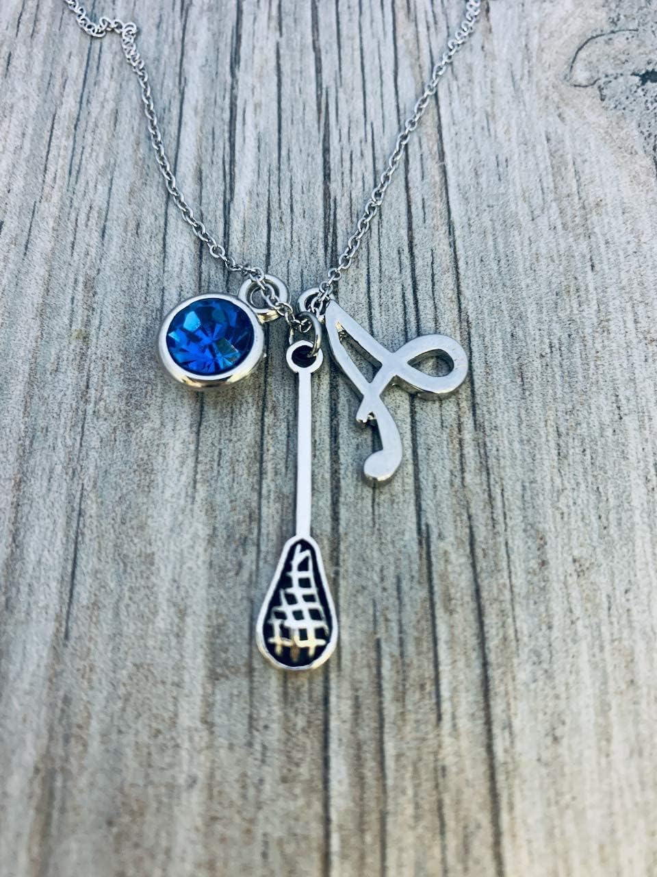 Personalized Stainless Steel Lacrosse Stick Necklace with Initial & Birthstone – Custom Gift for Lacrosse Players, Coaches, Teams – Birthday, Graduation, Christmas – Includes Velvet Jewelry Pouch - Image 6