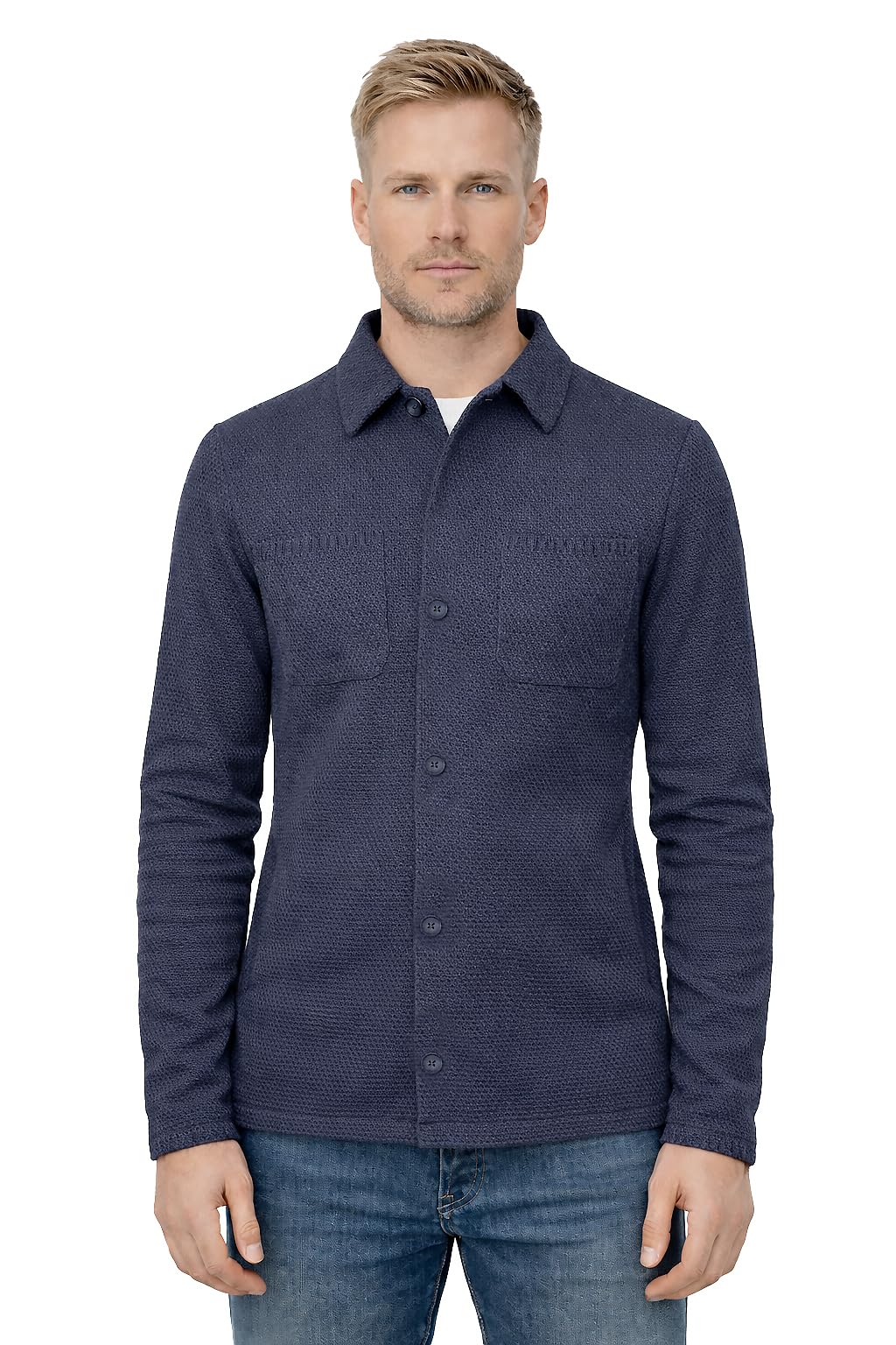 Giacca a Camicia in Cotone, Blazer Jacket da Uomo - Punto Cucitura Chicco di Riso - Artigianale, Made in Italy - Casual, Classica Sportiva
