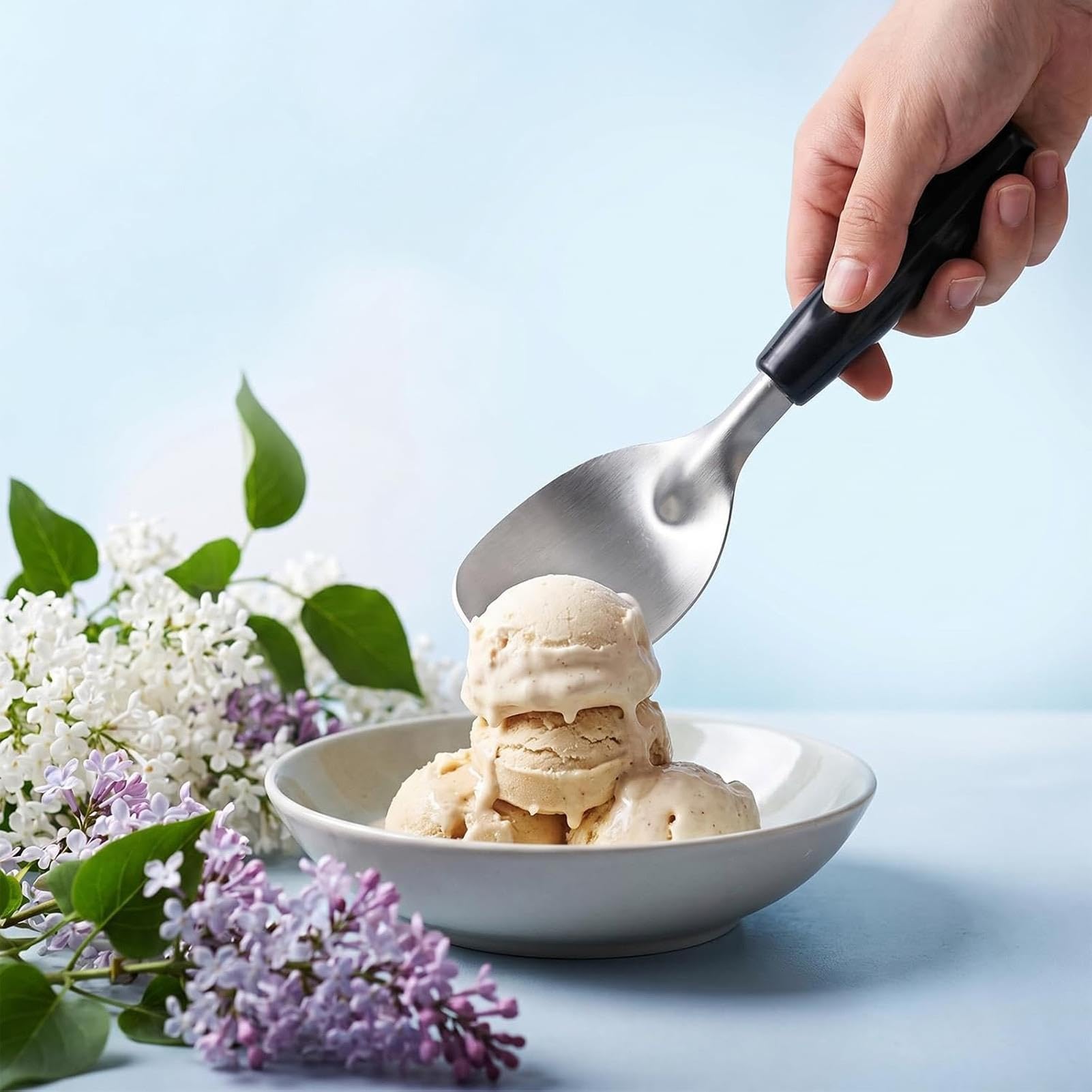 Lot de 6 cuillères à glace en acier inoxydable 430, cuillères à dessert glacées robustes en métal, pour pâte à biscuits, outil de service en cuisine pour usage