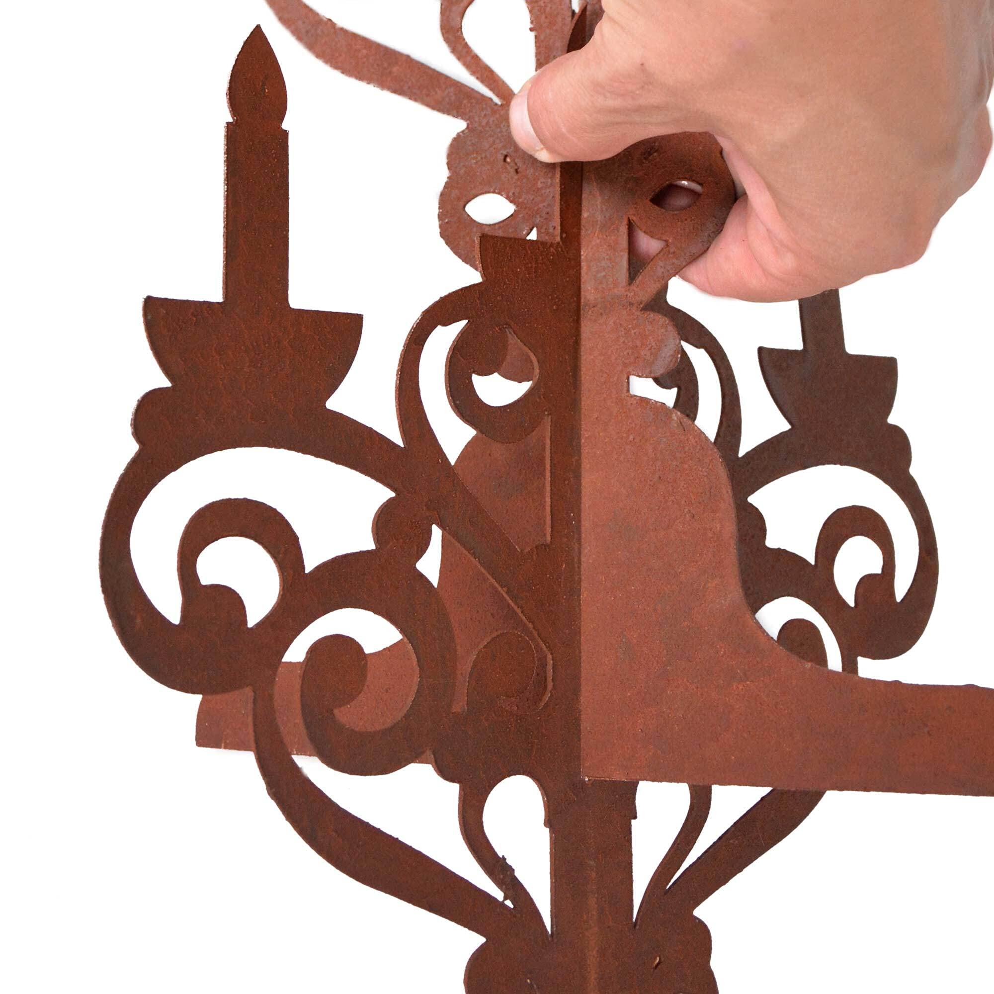 Fiamma Decorativa Arrugginita In Metallo 30 Cm - Candela Scultura Per Giardino E Arredamento - Colore Marrone Ruggine, Stile Industriale - 3