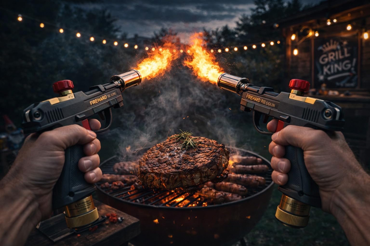 Firegun Grillgun, Hochleistungs-Koch-Propanbrenner, Küchenbrenner & Lagerfeuer-Anzünder, Verstellbarer Brenner zum Anbraten von Steak, Grillen