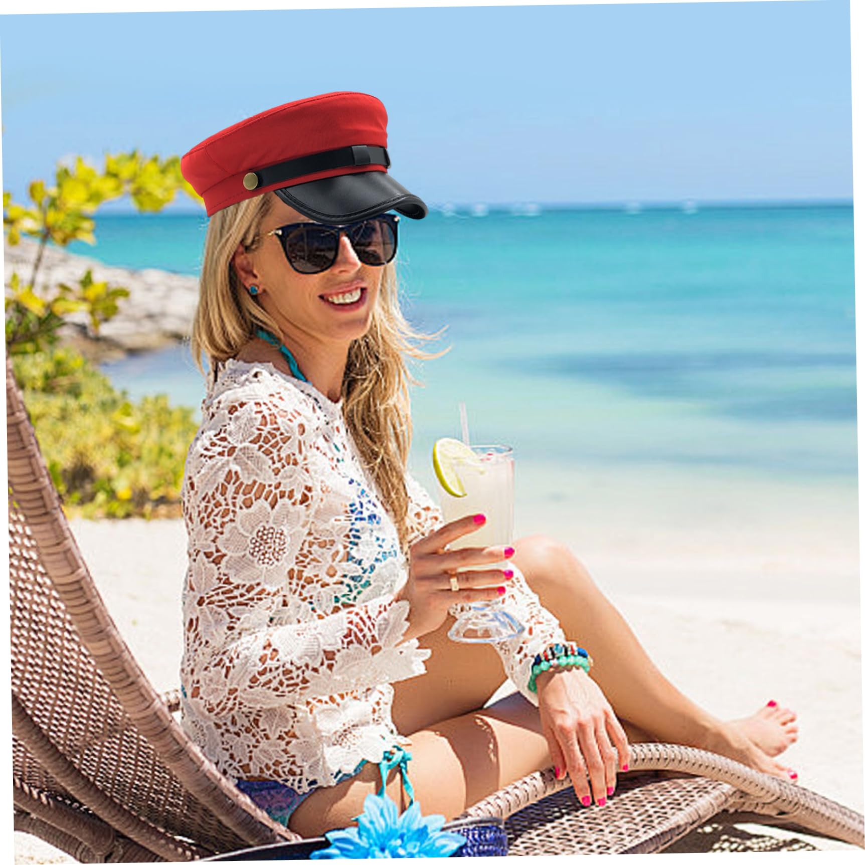 Chapeau Chauffeur, Casquette Classique Vintage, Chapeau De Marin, Chapeau De Capitaine élégant Rouge, Casquette Plate Scellée En Cuir PU, Béret Pour Homme Et Femme