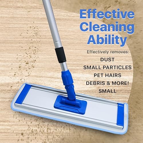 Miniatura 6 de Nine Forty Juego de trapeador de polvo húmedo y seco de microfibra para piso de madera dura, cabezal de trapeador resistente con mango para limpieza