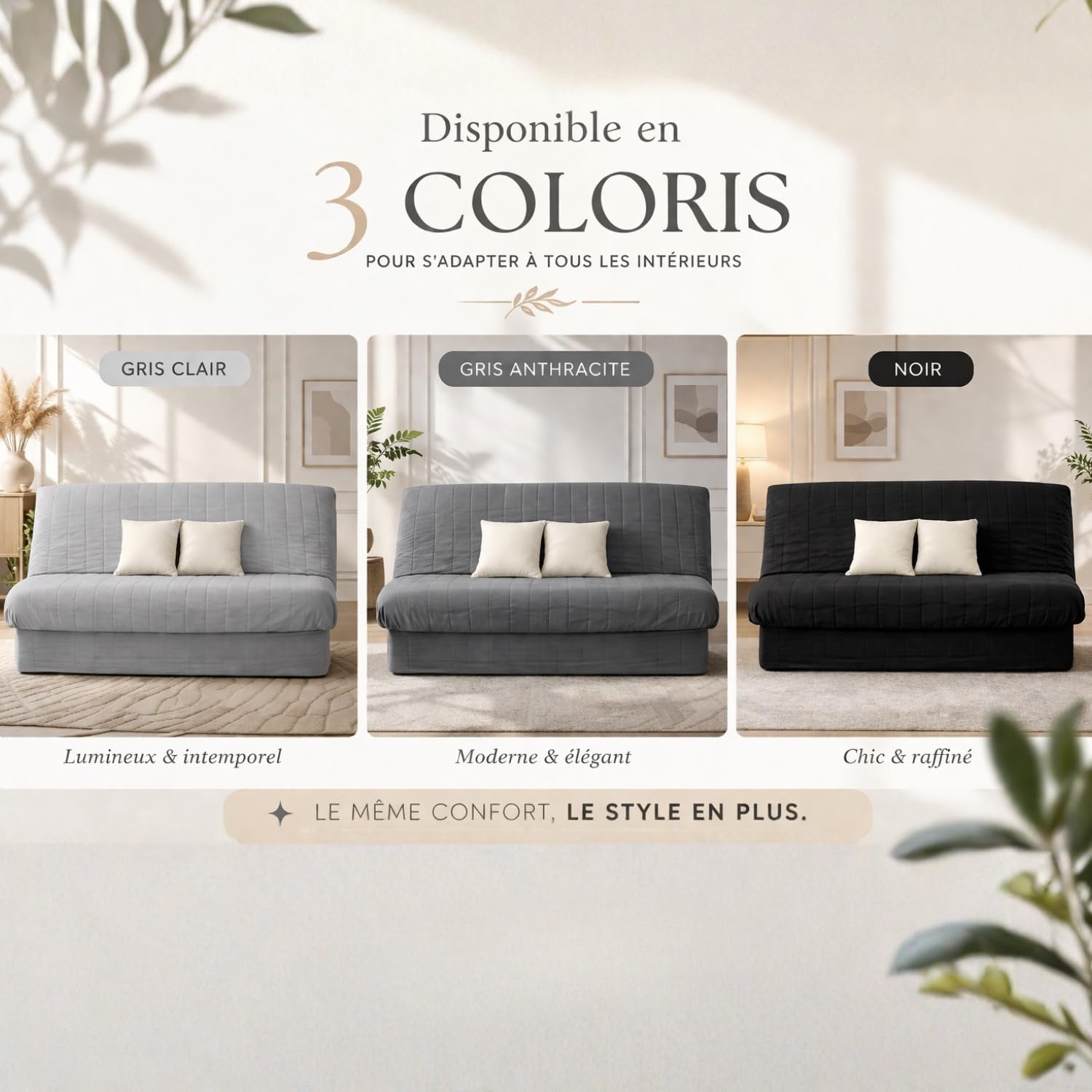 Housse De Clic Clac Matelassée Anthracite