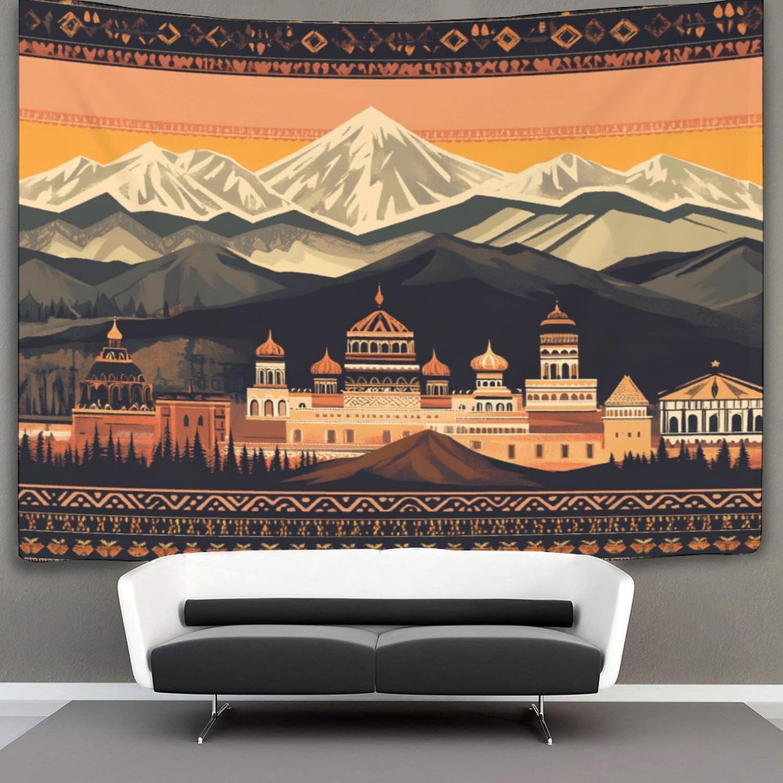 kaiyun 180cmx230cm Tapestry Ancient City Pillars Historical Buildings Tapestries Cameroon Cultural Style 3D Printing Wall Hanging Home Decorations