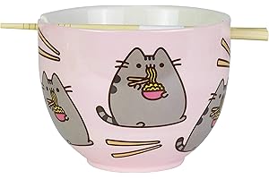 Enesco Pusheen by Our Name is Mud Ramen Bowl and Chopsticks Set, 4' Pink 18fl.oz