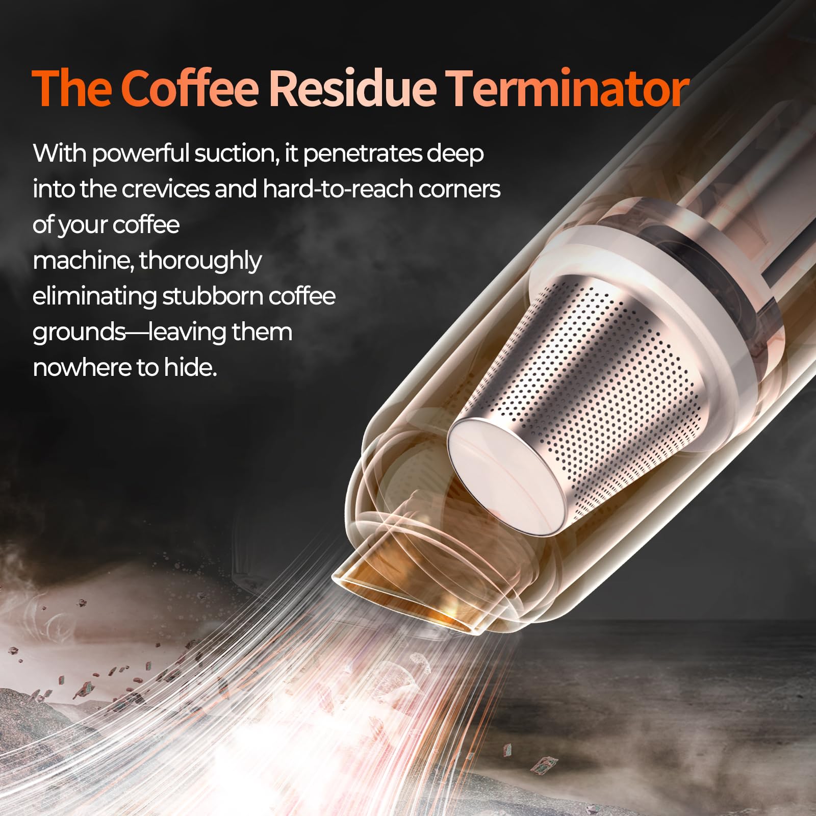 IKAPE Aspirapolvere senza fili per caffè - Aspirapolvere portatile con filtro HEPA, ricaricabile tramite USB-C, 2 livelli di aspirazione, mini aspirapolvere per bar, auto, scrivania e cucina