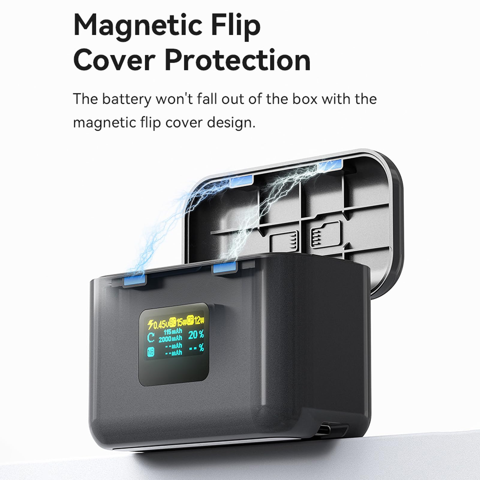 Caricabatterie Doppio, Display LCD a Ricarica Rapida da 36 W con Copertura Magnetica e Cavo di Tipo C, per la Gestione della Batteria della Fotocamera Fotografia All'aperto