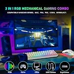 60% RGB Clavier et souris de jeu mécanique,68 Clés, Interrupteurs bleus, Câble de type C amovible,TKL Clavier avec deux capuchons magiques, Léger RGB 12000DPI Souris de jeu en nid d'abeille, coussin de souris (blanc)