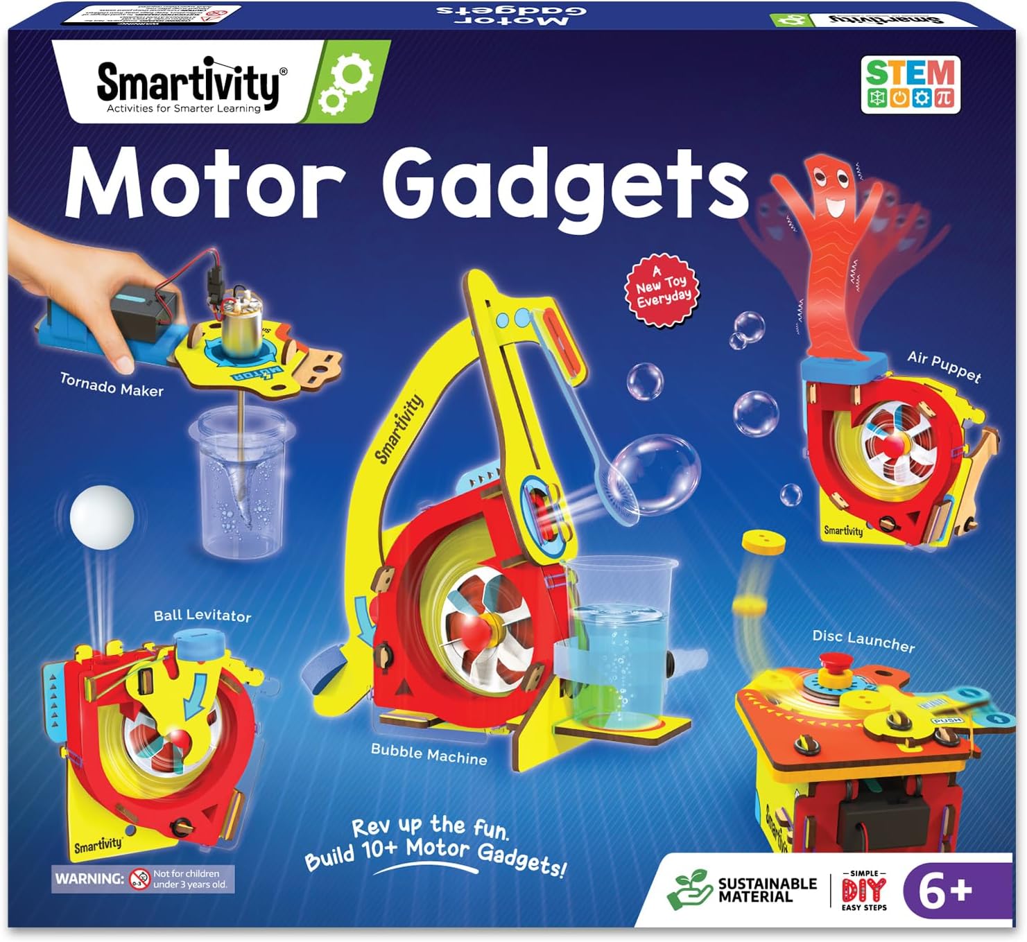 Smartivity 10-in-1 Motor Powered STEM Engineering Kit for Kids I 10+ Fun Electronics Projects for Smart Kids | DIY Science Kit/Toy for Ages 6,7,8,9,10,11,12 Years Old Boys & Girls