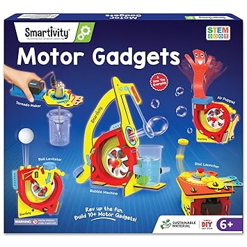 Smartivity 10-in-1 Motor-Powered Gadgets Kit for Kids Ages 6,7,8,9,10,11,12 Years Old | Build 10+ Cool Electronics Projects | Birthday Gifts for Smart Kids | DIY Science Toy for Boys & Girls 6-12 - image, photos