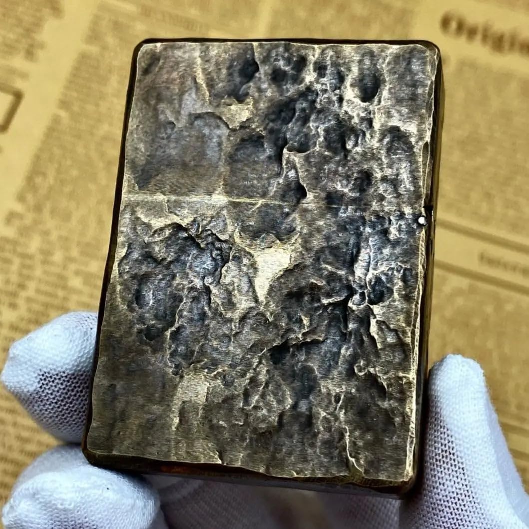 Zorro 912S Limited Edition Brass Kerosene Lighter 200g Heavy Armor Style Flat Head Rare 6-Sided Rock Texture Design