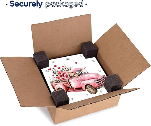 Miniatura 7 de 3dRose, Linda imagen rosa de acuarela San Valentín floral vintage camión, reloj de pared de 10 x 10