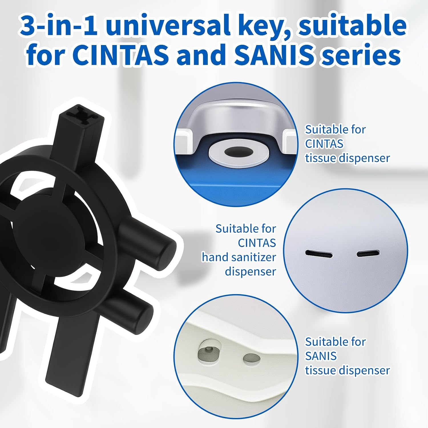 5 Pack Dispenser Key Replacement for CintasSanis, 3-in-1 Toilet Paper Towel Holder and Soap Dispenser Key for Home Office School & Business Restroom Commercial Use