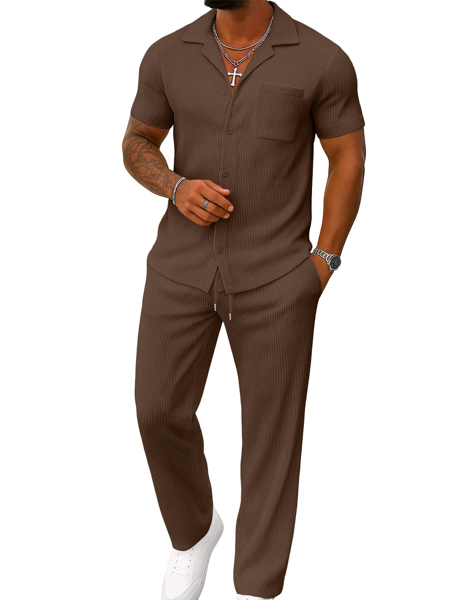 UOUA Mens Summer 2 Piece Set