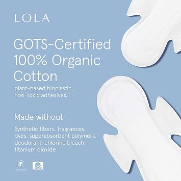 LOLA Cotton Pads, Ultra Thin with Wings, Regular, 36 Count