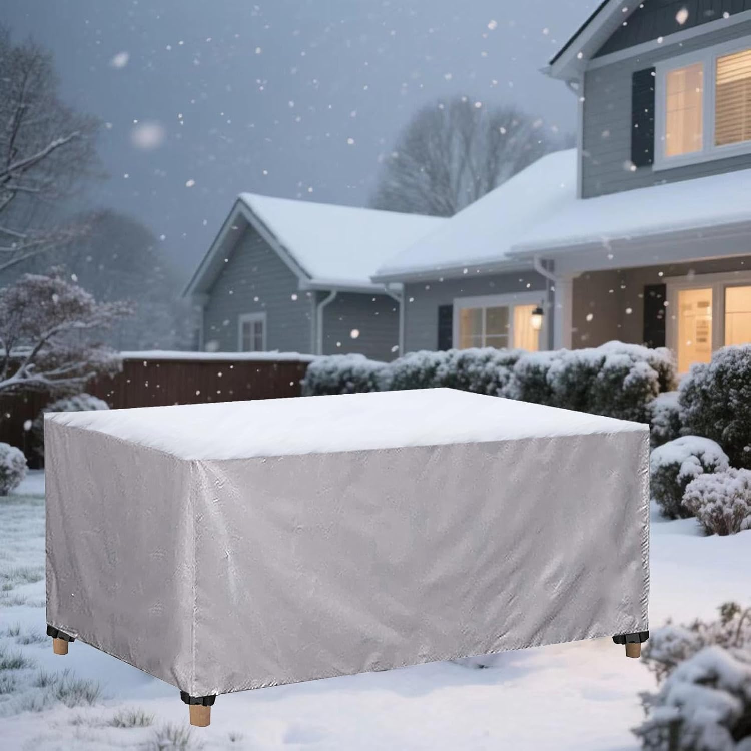 Outdoor Furniture Covers Waterproof, 55x28x30inch/LxWxH Silver Patio Furniture Covers Heavy Duty Oxford Patio Table Cover for Outdoor Table, Chair, Sofa, Desk