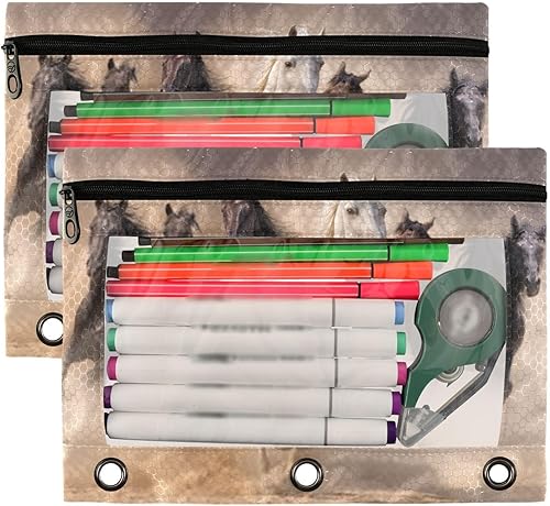 Miniatura 8 de Kcldeci Estuche para lápices para carpeta de 3 anillos con ventana transparente, retrato de gato y mariposas