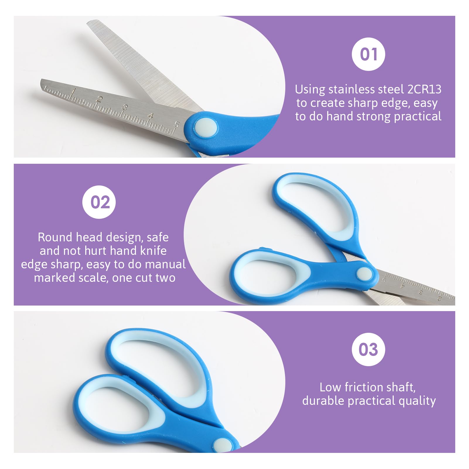 Lot De 8 Ciseaux Pour Enfants 9 Cm à Lames Arrondies Pour