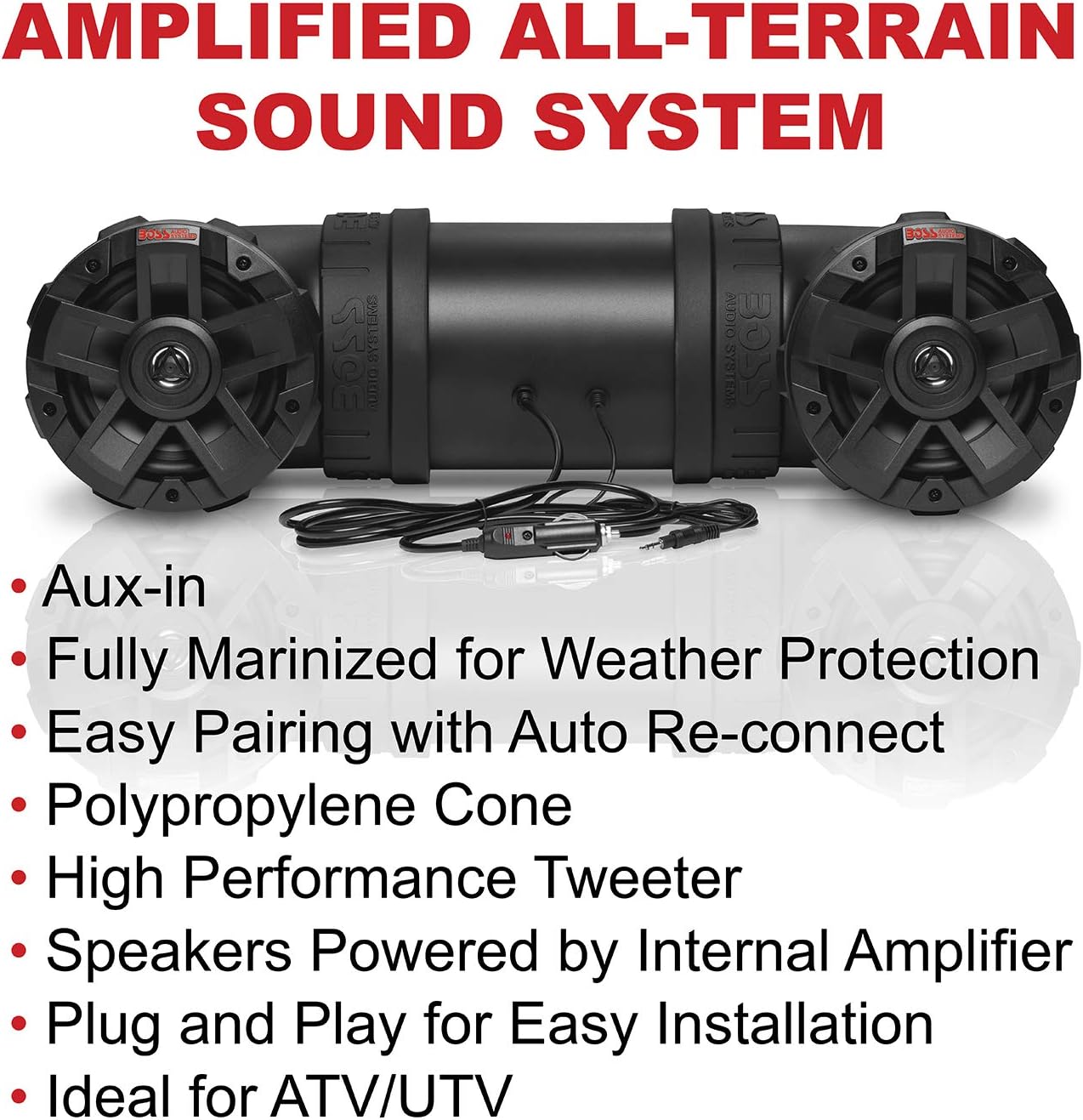 BOSS Audio Systems ATV6.5B ATV UTV Weatherproof Sound System - 6.5 Inch Speakers, 1.5 Inch Tweeters, Built-in Amplifier, Bluetooth, Easy Installation for 12V Vehicles - Image 3