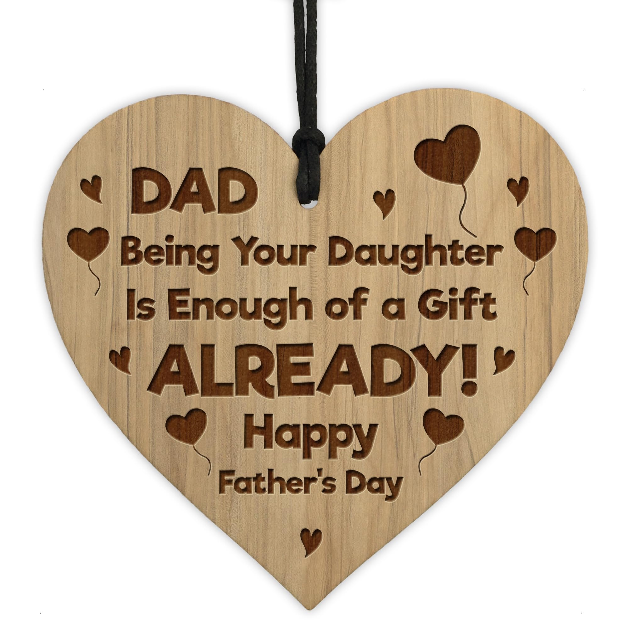 Red Ocean FUNNY Fathers Day Gift For Dad From Daughter Engraved Wood Heart Joke Gift For Dad Fathers Day Gift Idea Gift For Him