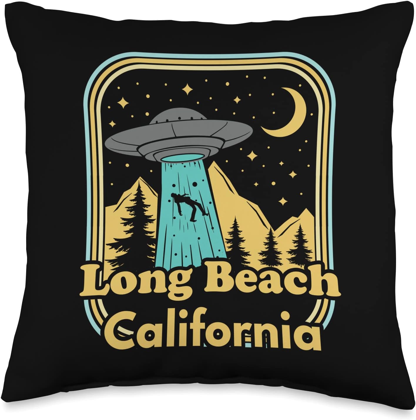 Amazon.com: Lazy Randy State Designs Long Beach California UFO Alien Hunter  80s State Pride Throw Pillow, 18x18, Multicolor : Home & Kitchen