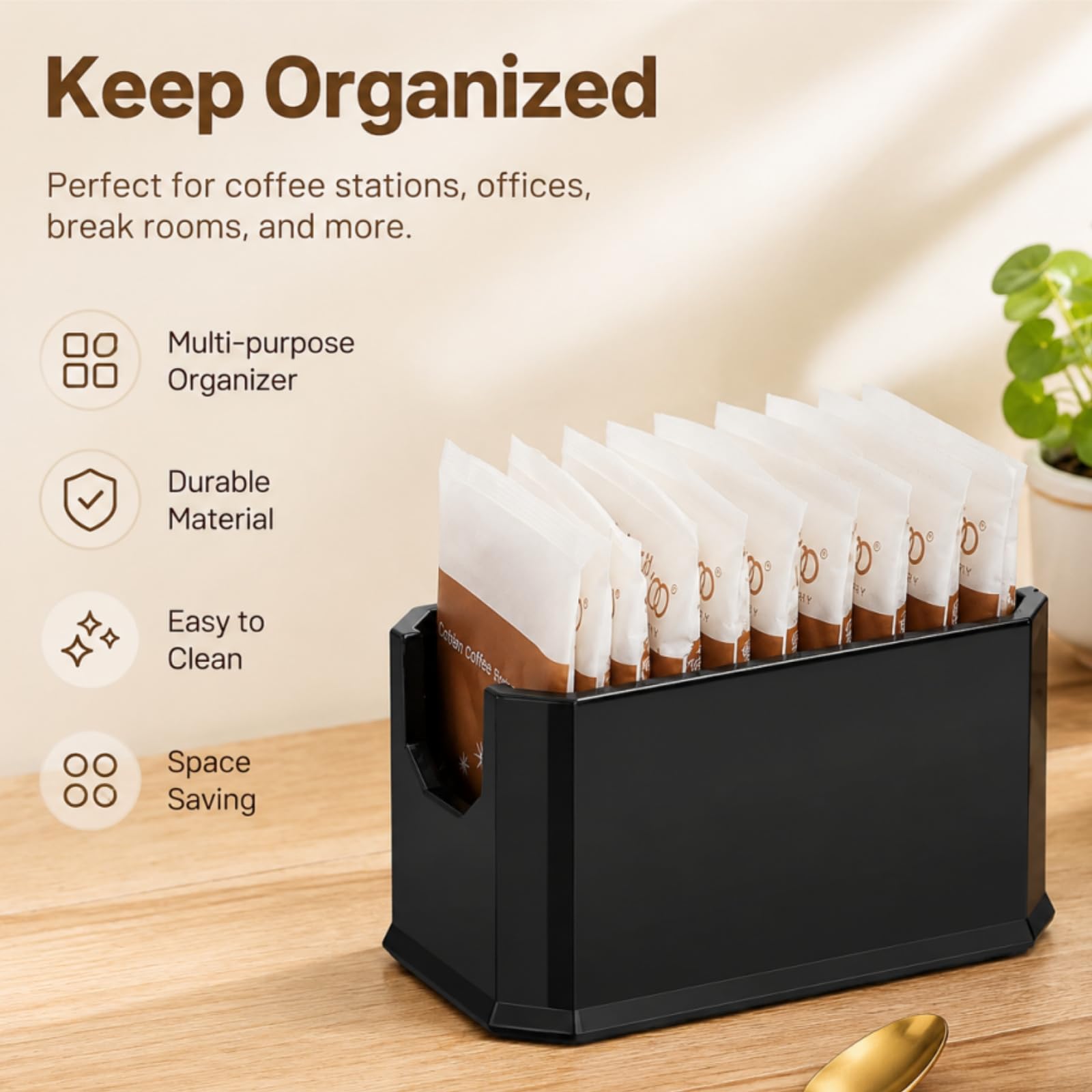 Dicunoy 8 Stück Zuckerpäckchen Halterung, Kunststoff Schwarz Zucker Caddy für Restaurant, Zucker Tasche Süßstoff Pakete Storage Container Box für Kaffee-Bar, Tisch