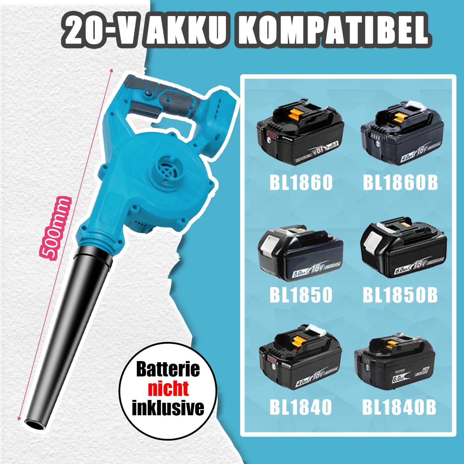 Akku-Laubbläser Makita Mit Staubsauger - Kompatibel Mit Makita 2x3000mAh 18V Akku Laubbläser