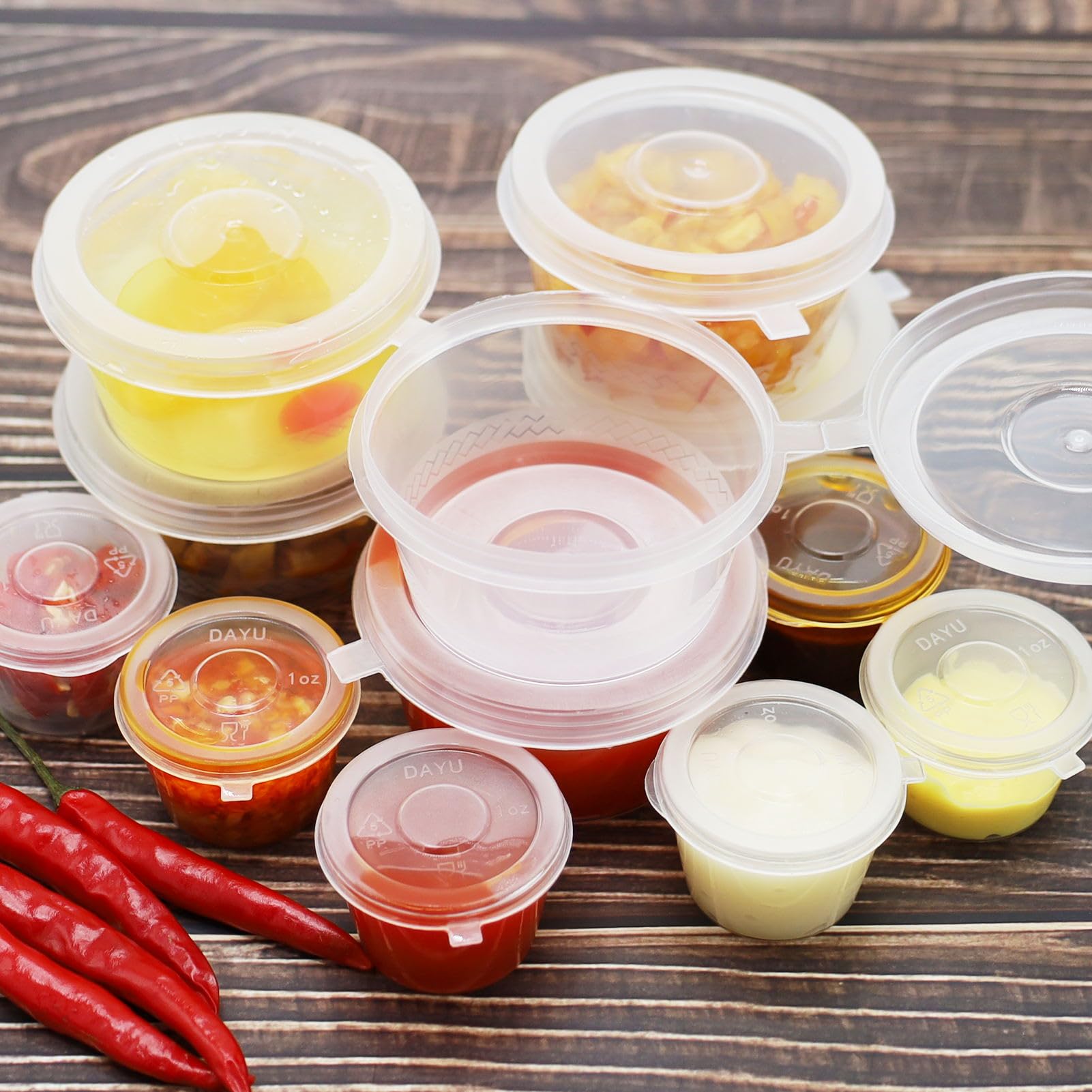 Lot De 50 Pots Alimentaires 100ml Avec Couvercle - Hermétiques, Micro-ondables - Pour Sauces, Condiments