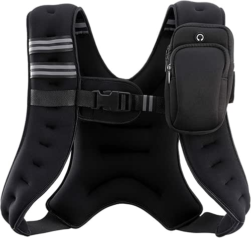 ZELUS Weighted Vest, 6lb/8lb/12lb/16lb/20lb/25lb/30lb Weight Vest with Reflective Stripe for