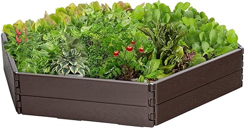 Happygrill Jardinera elevada de 4 x 4 pies para exteriores con 2 configuraciones rectangulares y hexagonales, cama de jardinería de fácil