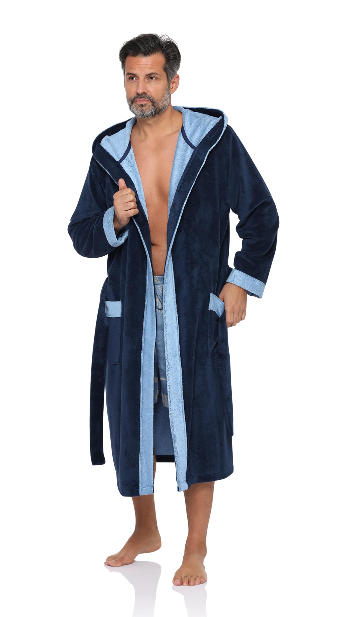 Revise RE-855 Men's bathrobe with bamboo fiber - towel -sauna - pool - Darkblue 5041 – XL
