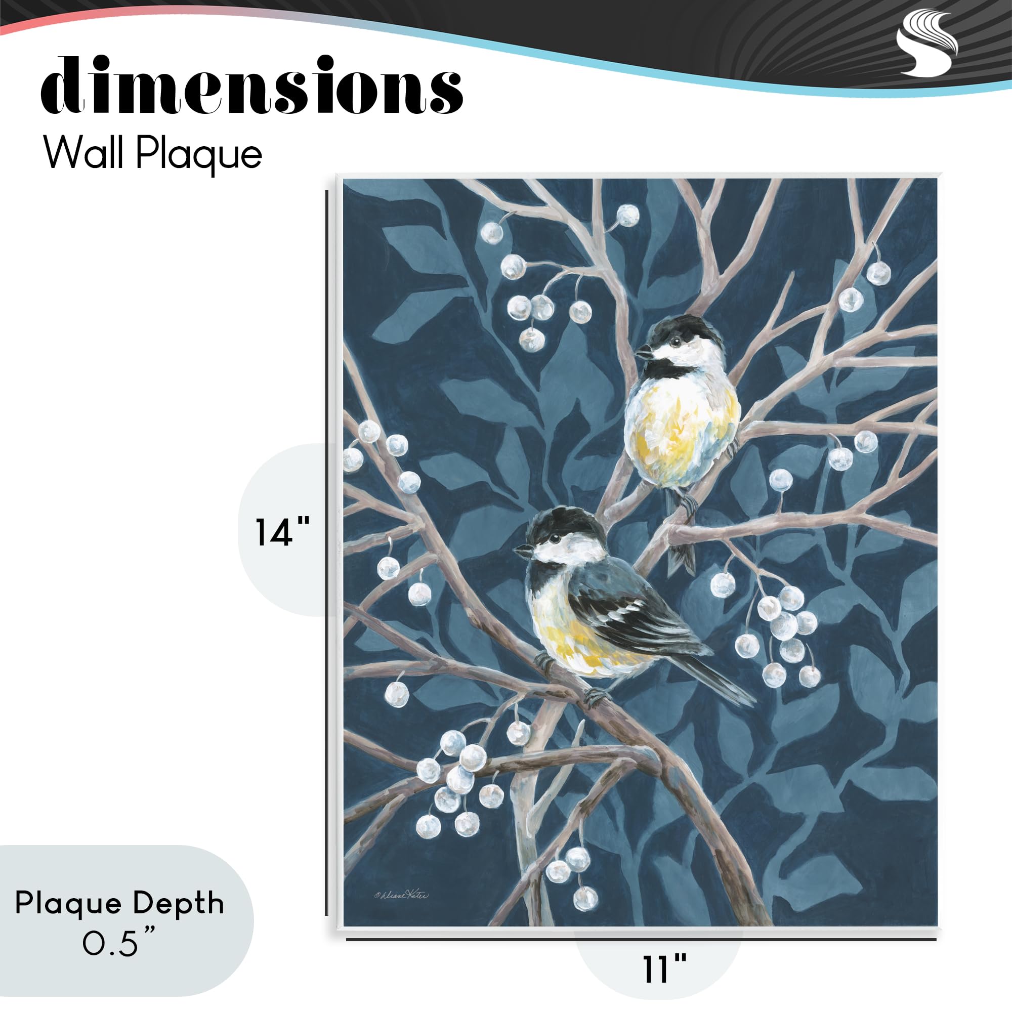 Chickadees Winter Berries Bird, 27,9 x 35,5 cm, stampa da parete