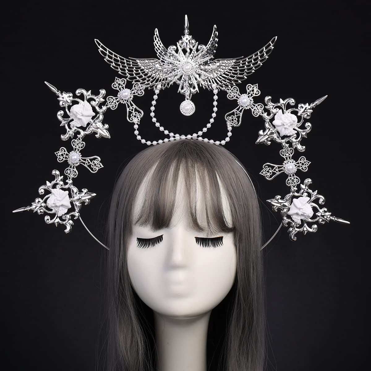 BLESSUME Mary Halo Headband Crown Goddess Women Halloween Costume Headpiece (Silver 5), Style #10 - Image 2