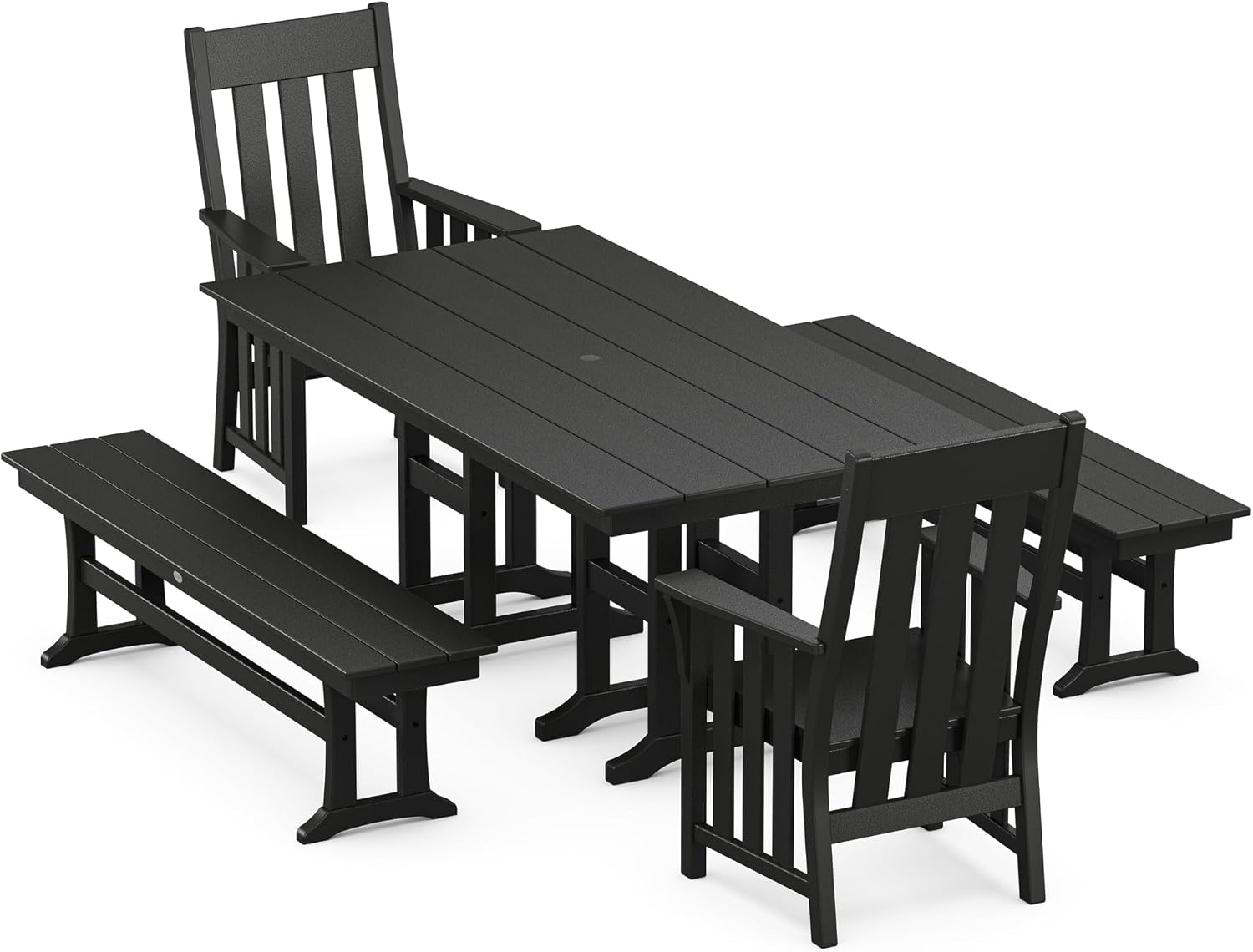 Martha Stewart by POLYWOOD® Acadia 5-Piece Farmhouse Dining Set with Benches in White