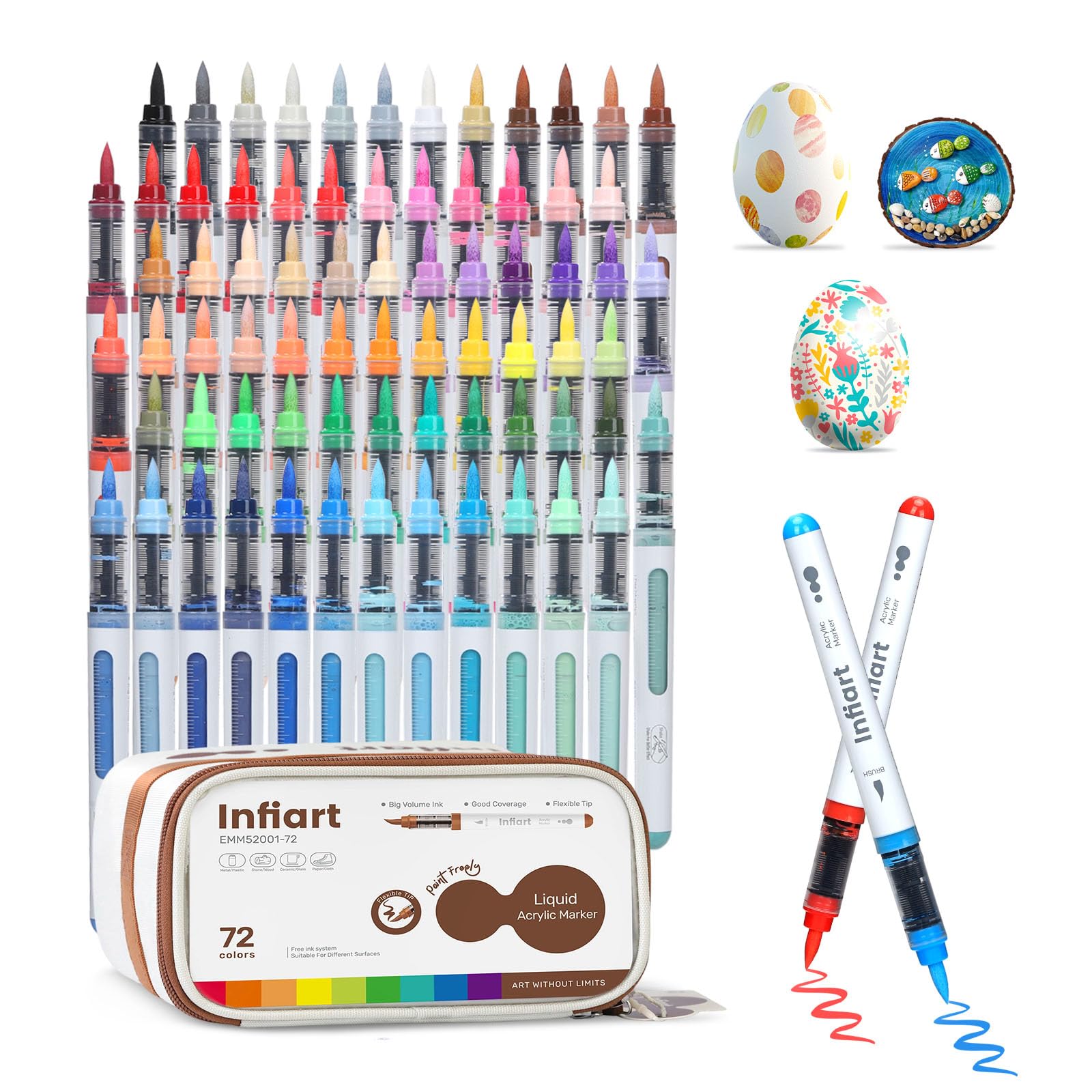 72 Colours Acrylic Paint Markers Brush Tip for Rock, Glass, Ceramics โ image 1