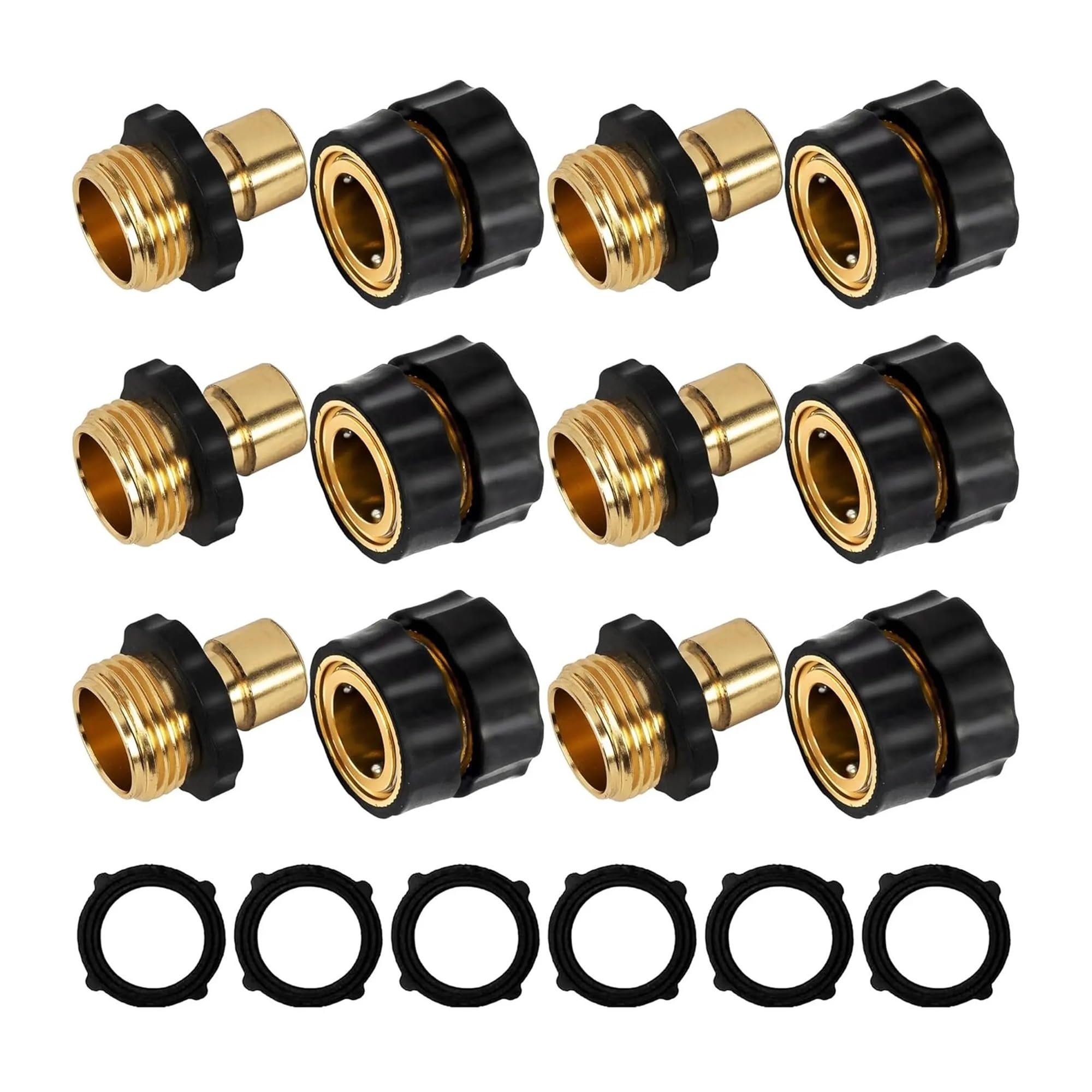 3/4 Inch Male Female Quick Connect Coupler - Durable Garden Hose Connection Accessories(3-4inch GHT-6set)