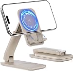iWALK Magnetic Phone Stand for Desk, Angle and Height Adjustable Cell Phone Stand, Foldable Mobile Stand for iPhone Series, Samsung & Android Series, Black
