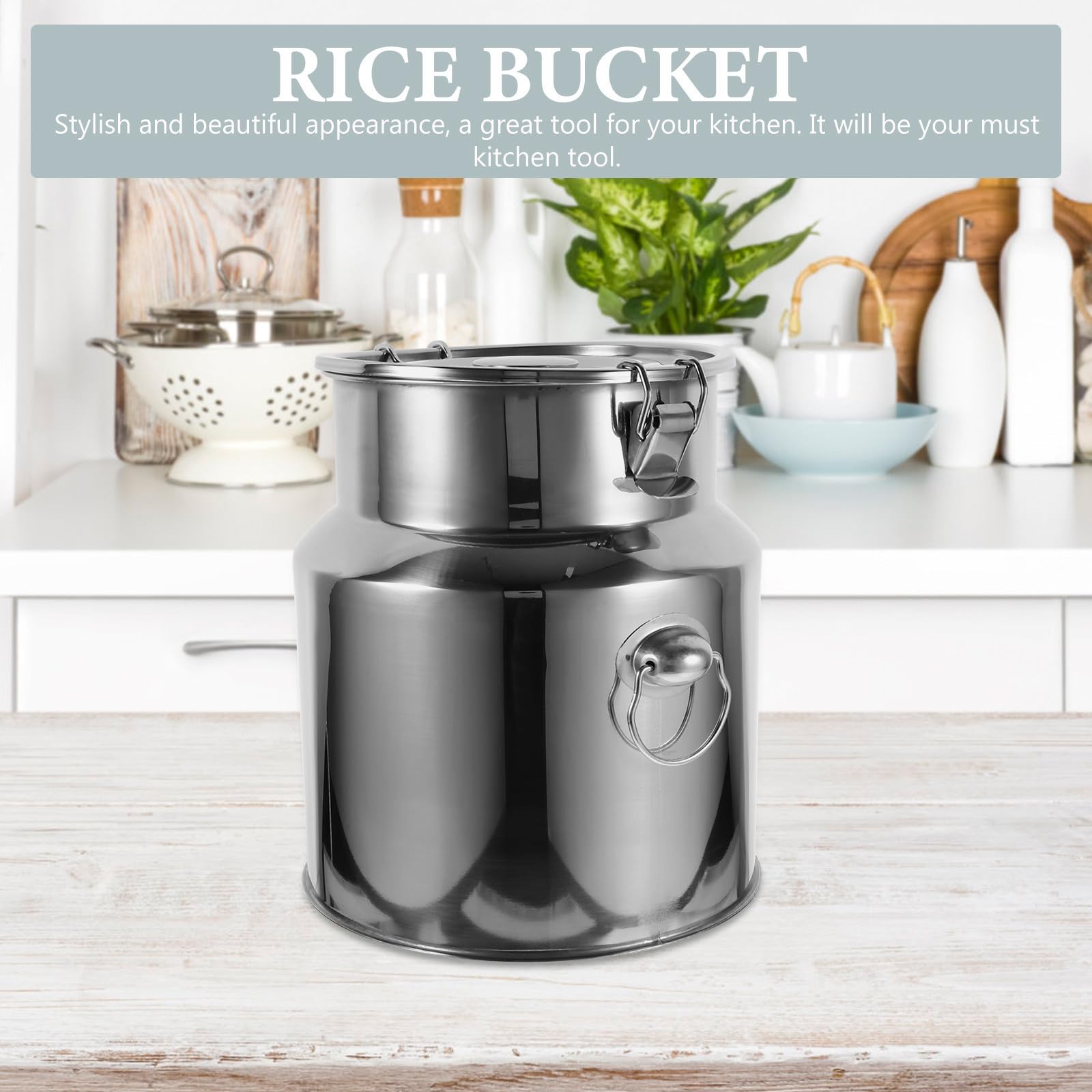 ifundom Boîte de Conservation Alimentaire en Acier Inoxydable Argenté Poignée Confortable et Capacité Élevée, Récipient Hermétique Multi-usage Cuisine et Stockage du Riz