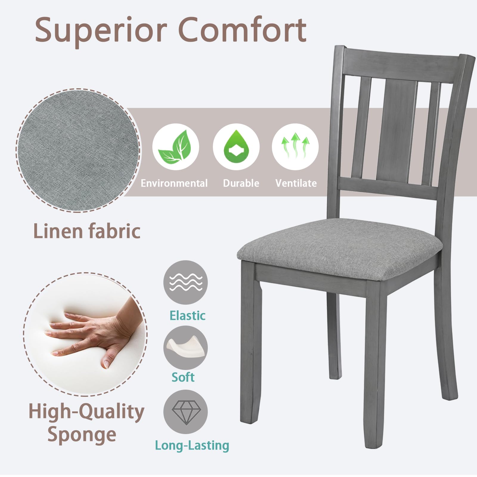 Amazon.com - LUMISOL Upholstered Dinng Chairs Set of 4, Solid Wood