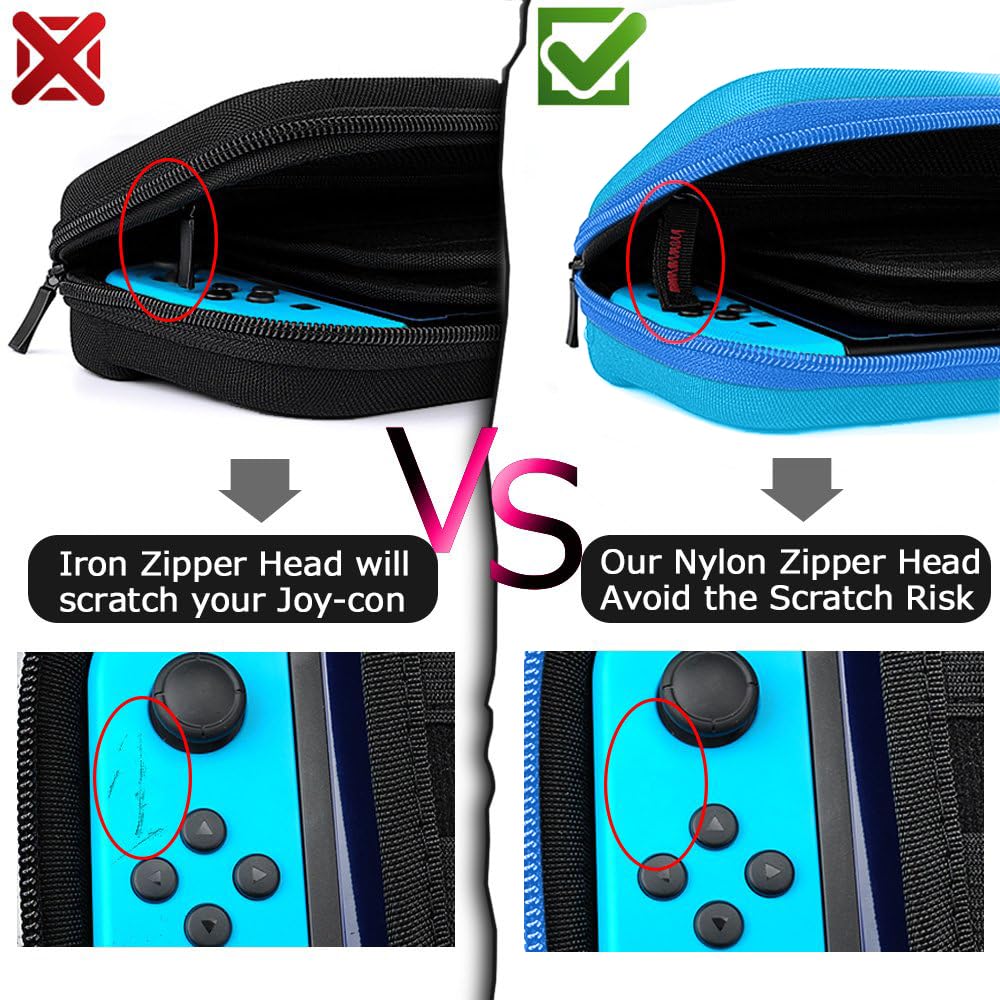 daydayup Switch Carrying Case Compatible with Nintendo Switch/Switch OLED, with 20 Games Cartridges Protective Hard Shell Travel Carrying Case Pouch for Console & Accessories, Blue - Image 5