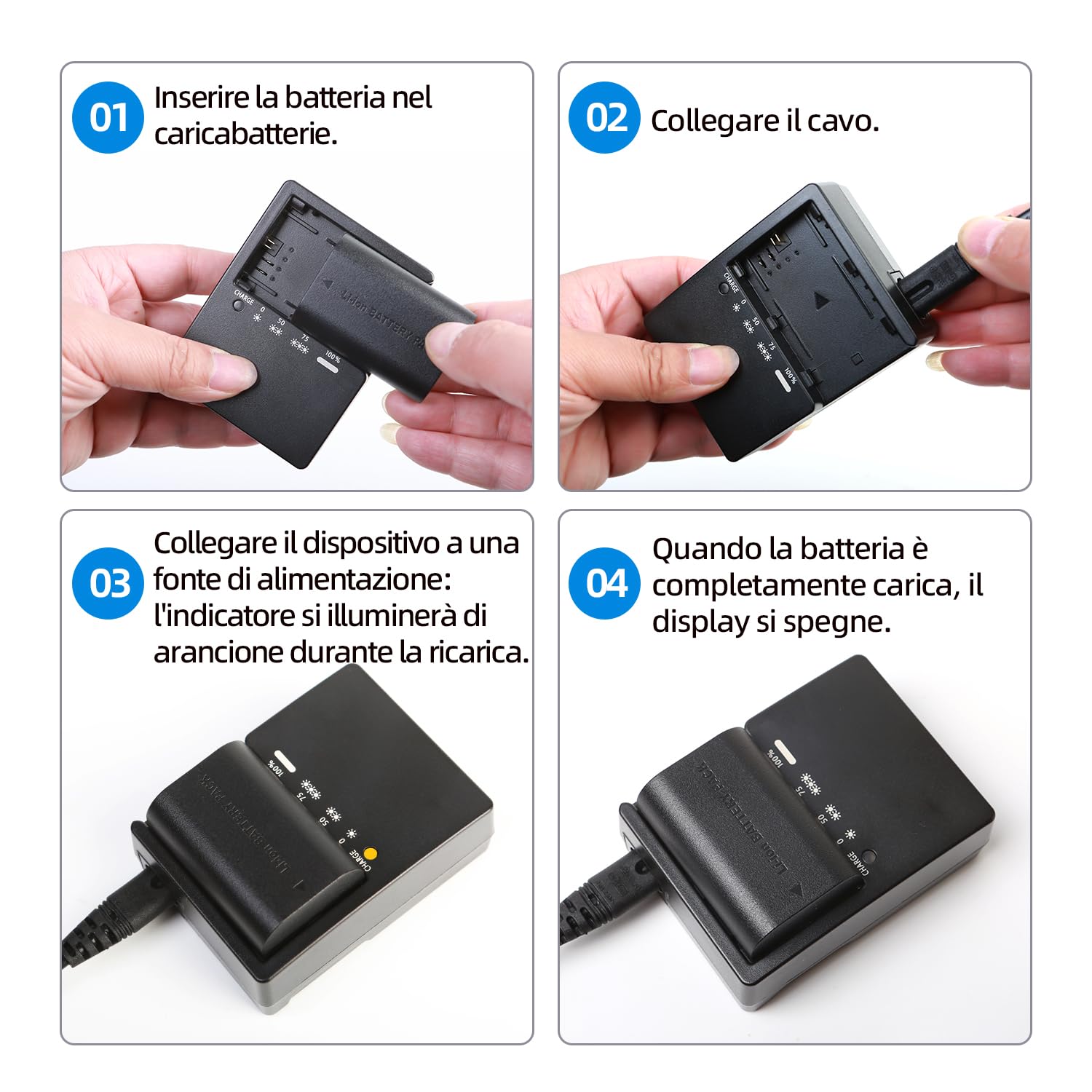 LP-E6 LP-E6N Caricabatterie Compatibile conCanon EOS, EOS R, 90D, 80D, 70D, 60D, 6D Mark II, 7D Mark II, 5D Mark IV, III, II, 5DS, 5DS R