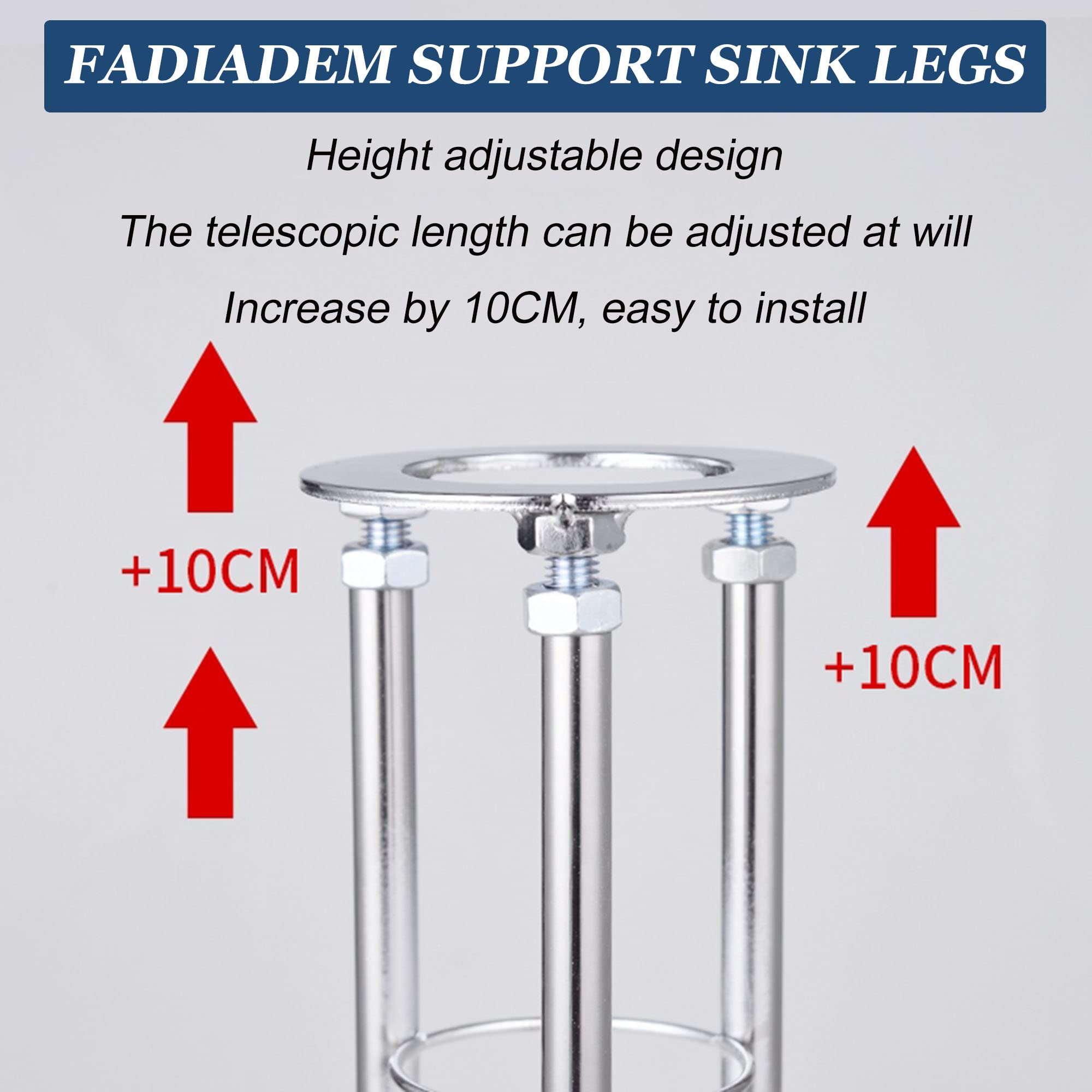 Soportes de acero inoxidable para fregadero de montaje inferior, patas ajustables, kit de instalación para fregadero de cocina y baño, sistema de reparación que nunca se cae