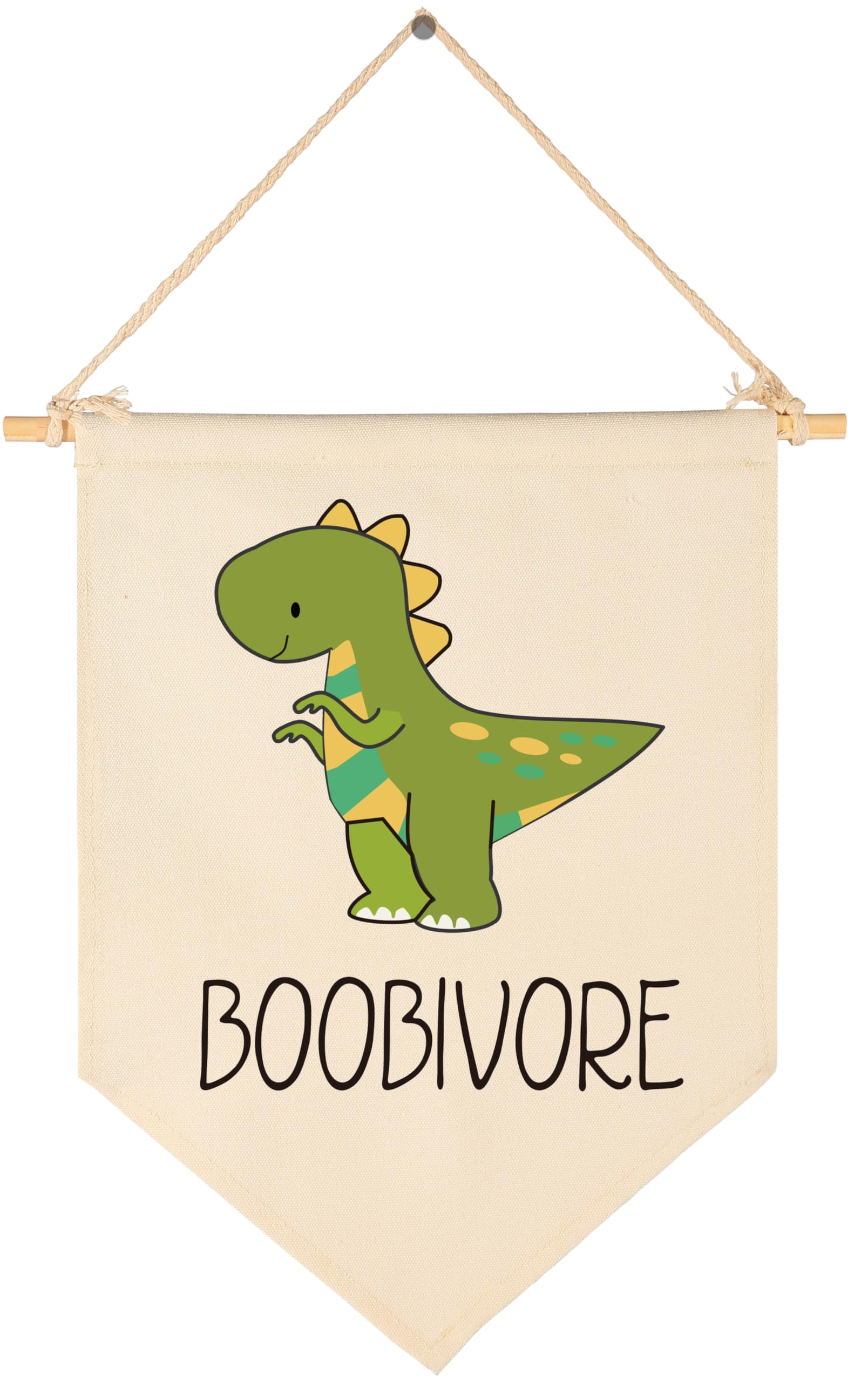 Funny Boobivore Dinosaur Decor-Nursery Wall Decor Gift for Baby Boys Girls Kids-Canvas Hanging Flag Banner Pennant Wall Decor Gift for Kid's Room Homeschool Baby Room Playroom Bedroom