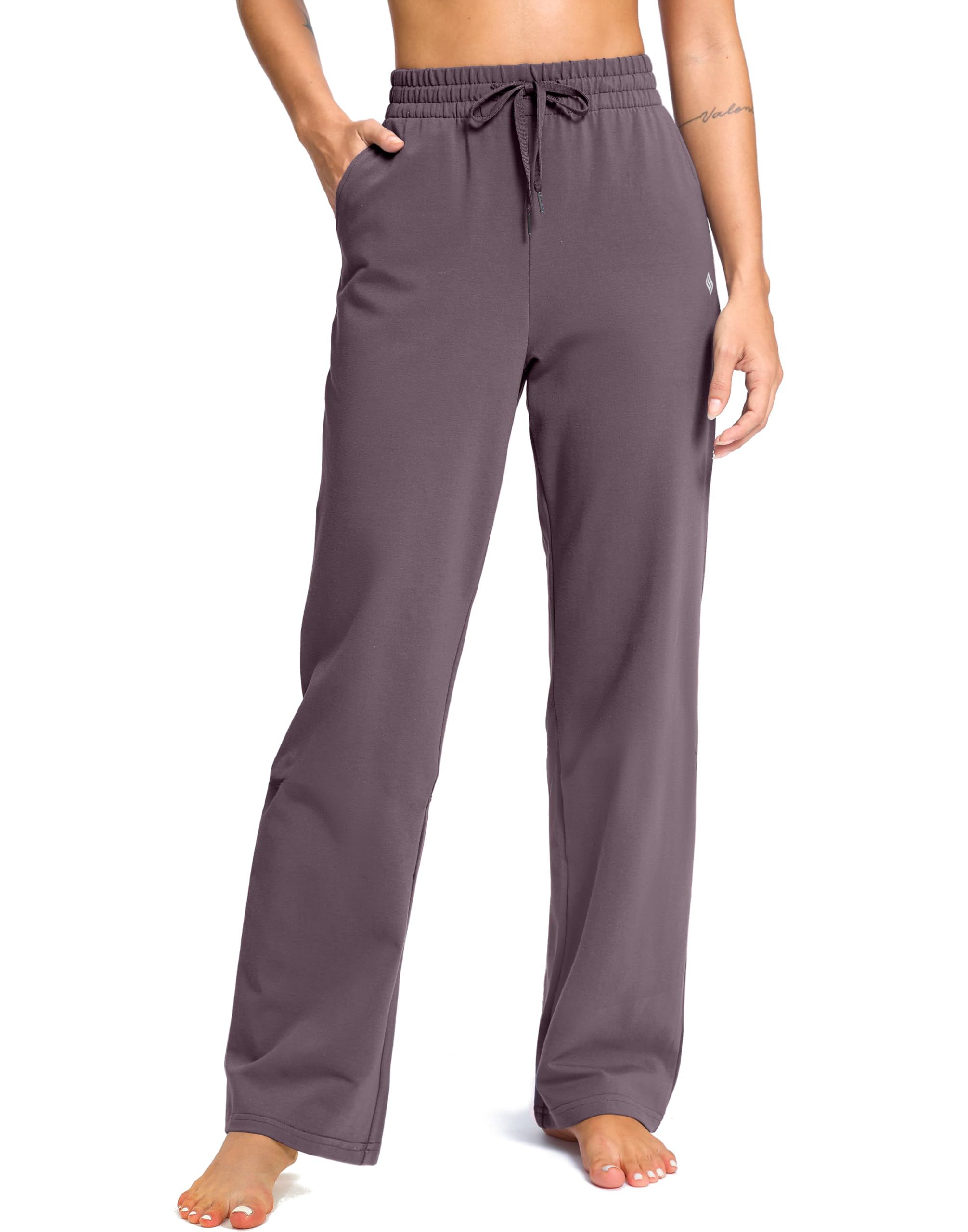 SANTINY 31"/33"/35" Women's Tall Cotton Sweatspants Lounge | Pockets, Yoga, Open Bottom, Sweat Pants for Women, Casual, Walking Pants — Dusty Purple by Amazon