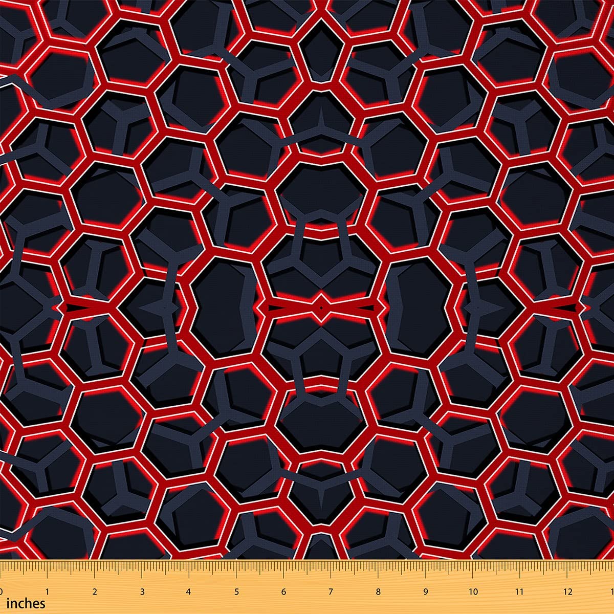 Homemissing Multicolored 7 Honeycomb Fabric By The Yard Hexagonal Upholstery Fabric For Chairs Geometric Waterproof Outdoor Fabric Red 1 Yard (L92*W150cm)